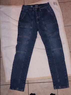a.n.a Dark Blue Paneled Skinny Jeans